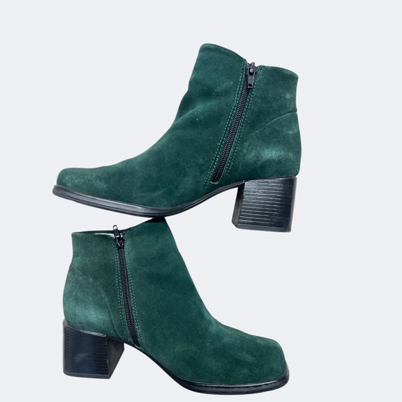 White Mountain Shoes - White Mountain Ankle Boots Women 7.5 Green Suede Leather Block Heel Zip Closure